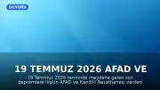 19 Temmuz 2026 AFAD ve Kandilli Verileri: Son Depremler Hakkında Bilgiler