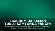 Erzurum'da saman yüklü kamyonda yangın çıktı