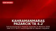 Kahramanmaraş Pazarcık'ta 4.2 Büyüklüğünde Deprem Meydana Geldi