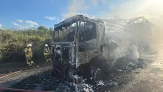 Edirne'de Seyir Halindeki Moldova Plakalı TIR'da Yangın Çıktı