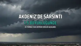 26 Temmuz 2026 AFAD ve Kandilli Verileri: Akdeniz'de Sarsıntı Kaydedildi