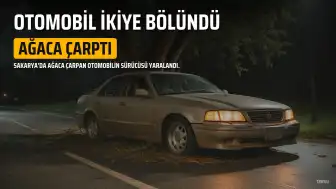 Sakarya'da Ağaca Çarpan Otomobil İkiye Bölündü: Sürücü Yaralı