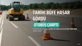 Erzurum'da Tarihi Büfe Otobüs Çarptı