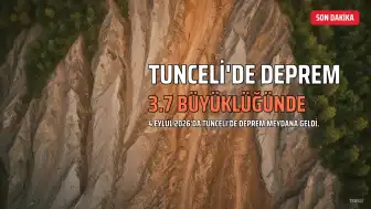 4 Eylül 2026: Tunceli'de 3.7 büyüklüğünde deprem meydana geldi