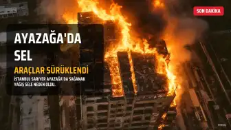 Sarıyer Ayazağa'da Şiddetli Yağış Suları Yolları Kapattı, Araçlar Sürüklendi