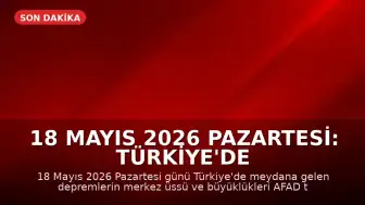 18 Mayıs 2026 Pazartesi: Türkiye'de Son Depremler AFAD Tarafından Duyuruldu