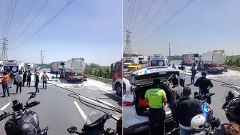 Esenyurt TEM Otoyolu'nda Tanker ve TIR Çarpıştı