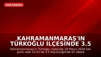 Kahramanmaraş'ın Türkoğlu ilçesinde 3.5 büyüklüğünde deprem kaydedildi