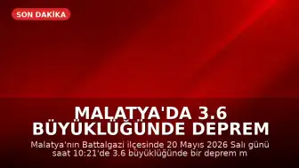 Malatya'da 3.6 büyüklüğünde deprem meydana geldi