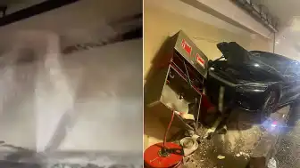 Avrasya Tüneli'nde Kaza: İtfaiye Panosuna Çarpan Araç Suları Yola Akıttı, Trafik Durdu