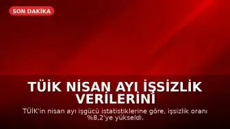 TÜİK Nisan Ayı İşsizlik Verilerini Açıkladı: Oran Yüzde 8,2'ye Yükseldi