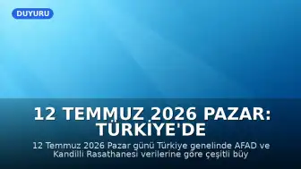 12 Temmuz 2026 Pazar: Türkiye'de Meydana Gelen Son Depremler