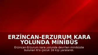 Erzincan-Erzurum kara yolunda minibüs devrildi: 16 yaralı