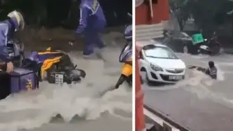 İstanbul Çekmeköy'de Şiddetli Sağanak: Motokuryeler Sel Sularına Kapıldı