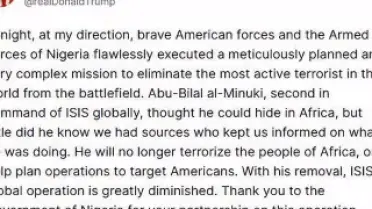 ABD Başkanı Trump: DEAŞ'ın Küresel İkinci Komutanı Öldürüldü