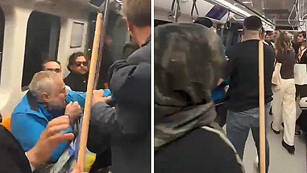 Metroda Şampiyonluk Kutlaması Kavgaya Dönüştü: Oklavalı Müdahale Kamerada
