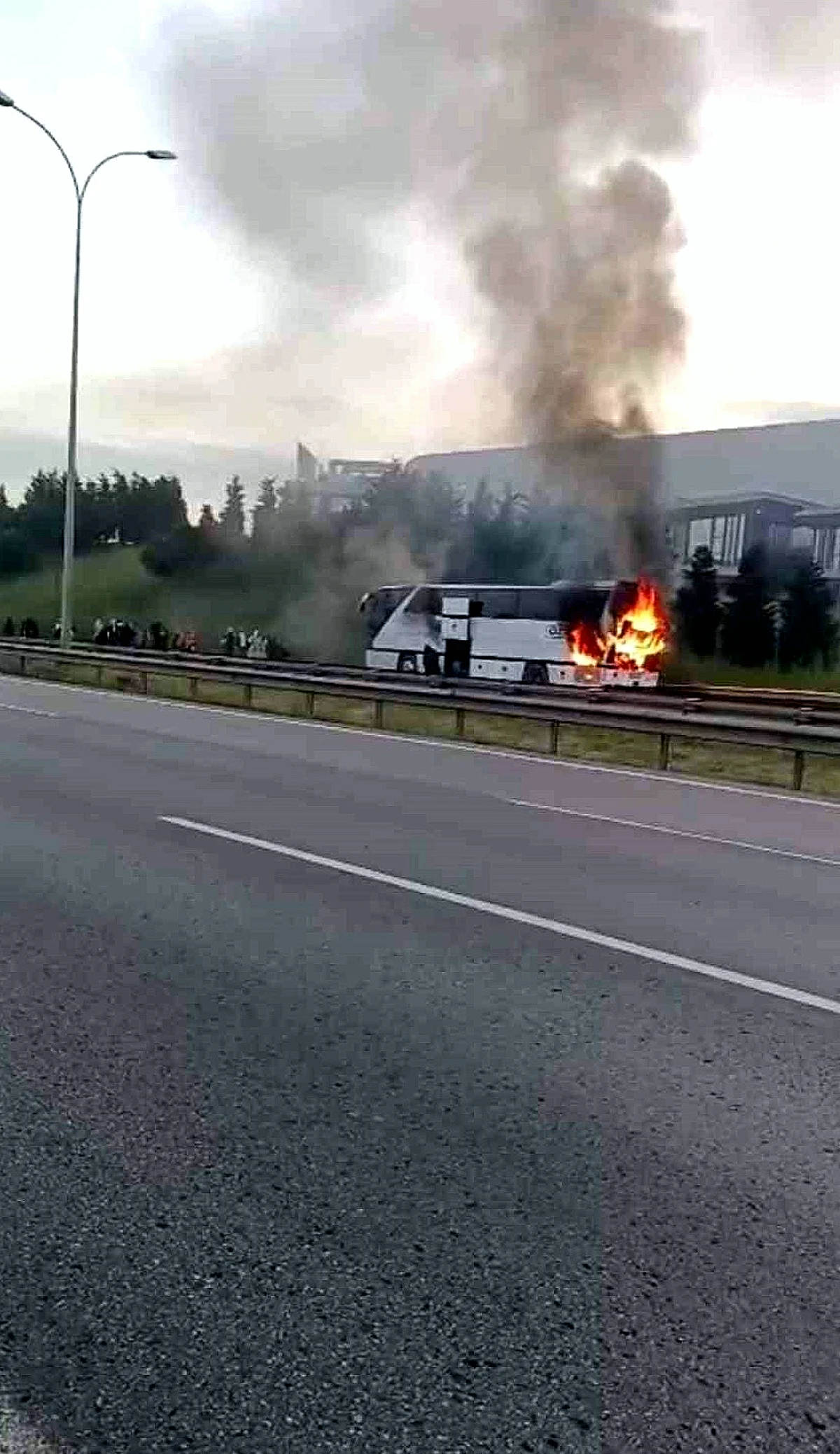 TEM Otoyolu'nda Yolcu Otobüsü Alev Aldı